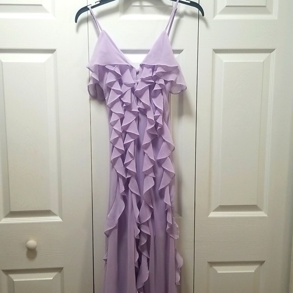 Forever 21, Lavender Ruffled Maxi Eligant Summer Dress Small, Ruffled Slits - Picture 3 of 10